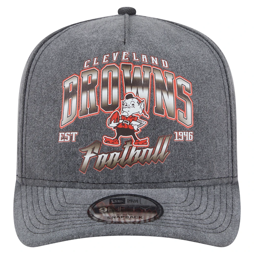 Men's New Era  Black Cleveland Browns Throwback Washed A-Frame 9FIFTY Snapback Hat