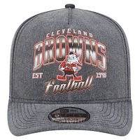 Men's New Era  Black Cleveland Browns Throwback Washed A-Frame 9FIFTY Snapback Hat
