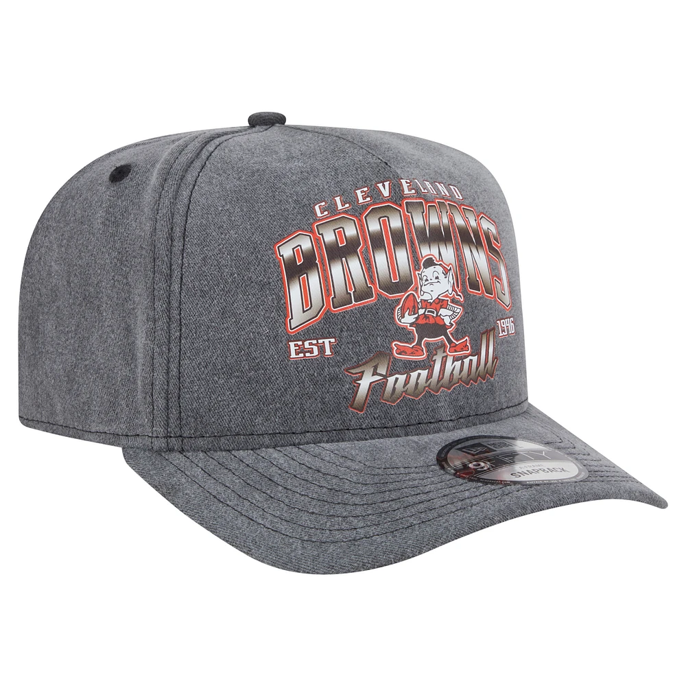 Men's New Era  Black Cleveland Browns Throwback Washed A-Frame 9FIFTY Snapback Hat