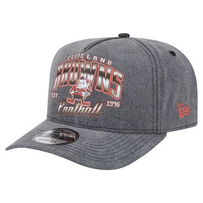 Men's New Era  Black Cleveland Browns Throwback Washed A-Frame 9FIFTY Snapback Hat