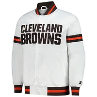 Men's Starter  White Cleveland Browns Scout Full-Snap Varsity Jacket