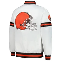 Men's Starter  White Cleveland Browns Scout Full-Snap Varsity Jacket