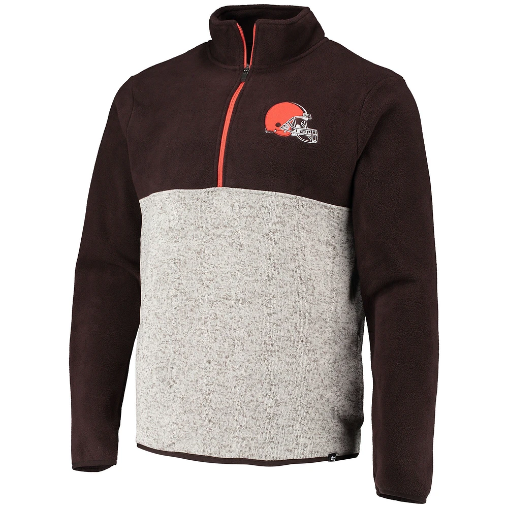 Blouson à demi-glissière Kodiak Color Block des Cleveland Browns '47 marron/gruau pour homme