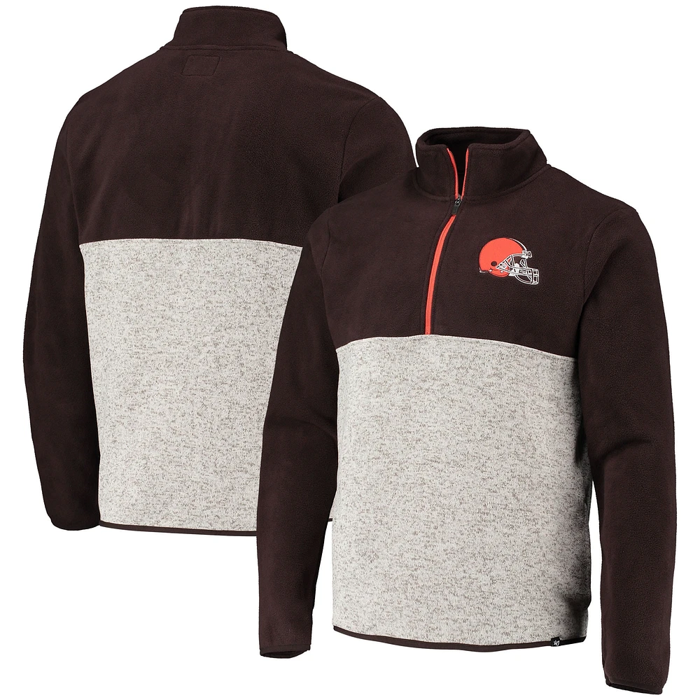 Blouson à demi-glissière Kodiak Color Block des Cleveland Browns '47 marron/gruau pour homme
