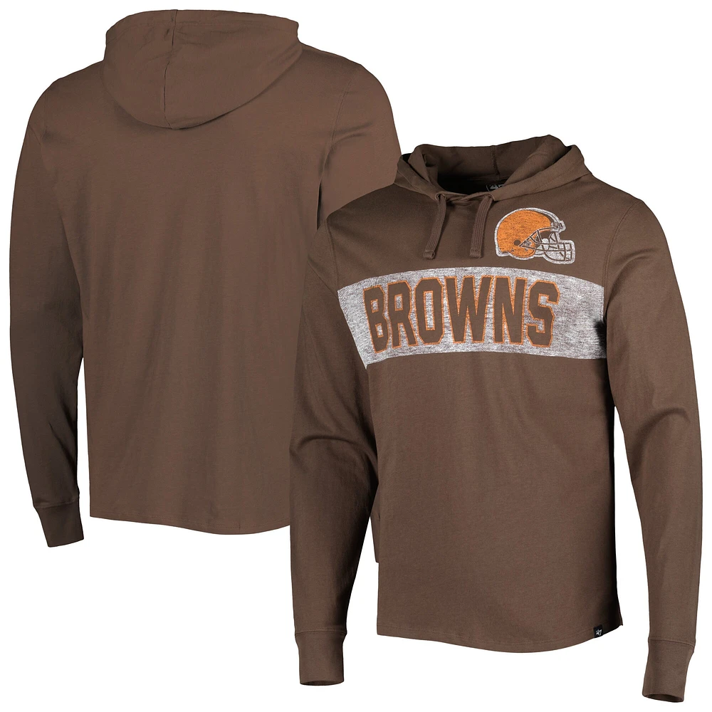 T-shirt à capuche manches longues pour homme '47 Brown Cleveland Browns Field Franklin