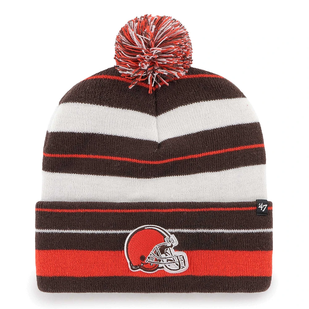 Bonnet en tricot à revers Powerline '47 marron des Cleveland Browns pour hommes avec pompon