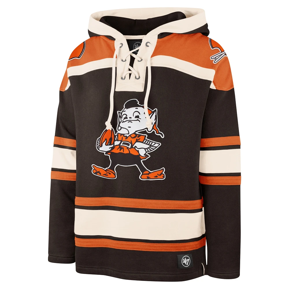 Men's '47 Brown Cleveland Browns Superior Lacer Pullover Hoodie