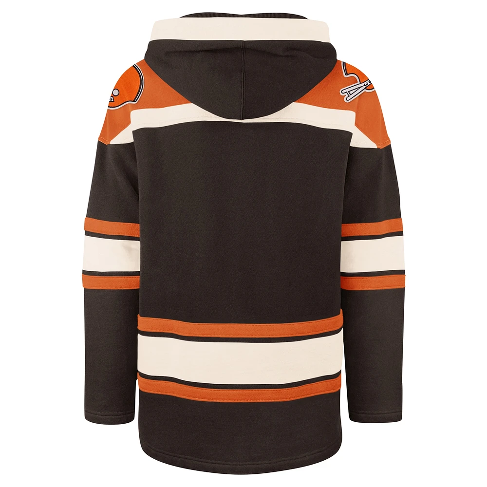 Men's '47 Brown Cleveland Browns Superior Lacer Pullover Hoodie