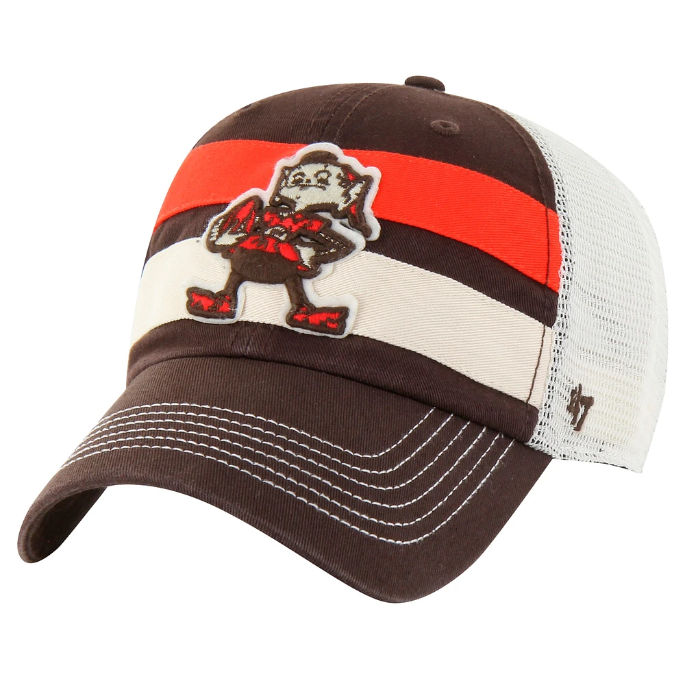 Men's '47 Brown Cleveland Browns Throwback Clubhouse Boon Clean-Up Trucker Adjustable Hat