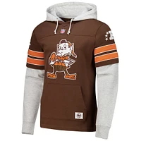 Men's '47 Brown Cleveland Browns  Throwback Double Header Blitz Cornerback Pullover Hoodie