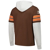 Men's '47 Brown Cleveland Browns  Throwback Double Header Blitz Cornerback Pullover Hoodie