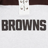 Men's '47 Cleveland Browns Heather Gray Gridiron Lace-Up Pullover Hoodie