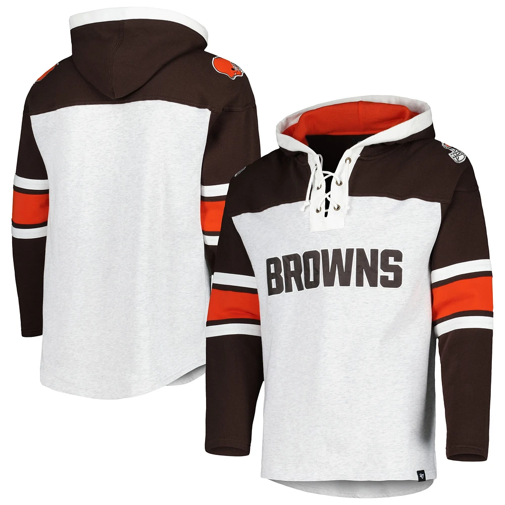 Chandail à capuchon lacets gris chiné pour hommes '47 Cleveland Browns Gridiron