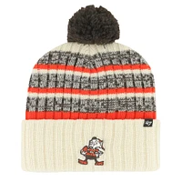 Men's '47 Cream Cleveland Browns Tavern Cuffed Knit Hat with Pom