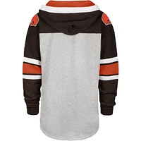 Men's '47 Heathered Gray/Brown Cleveland Browns Gridiron Lace-Up - Pullover Hoodie