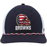 Men's '47 Navy/White Cleveland Browns Flag Fill Trucker Adjustable Hat