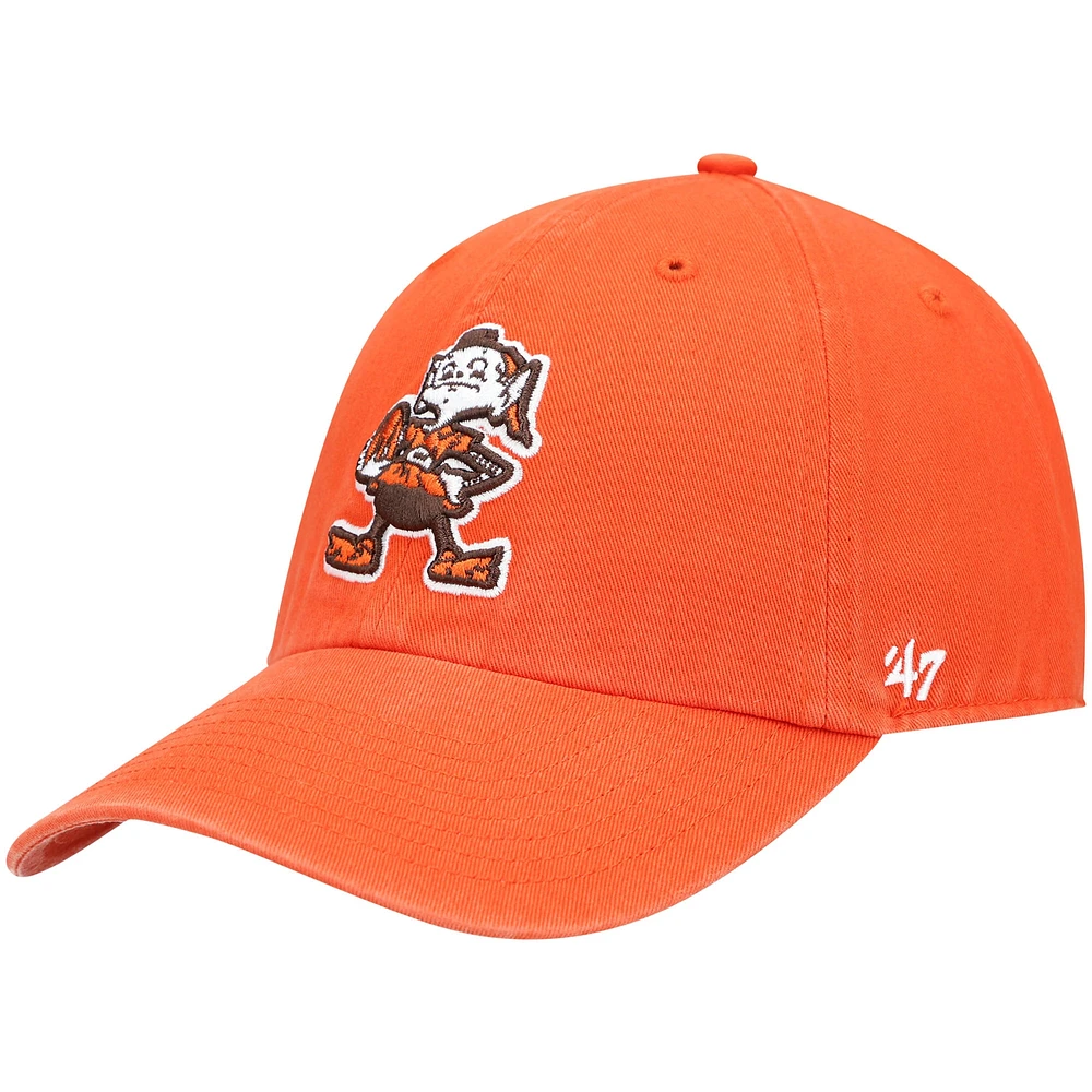 Men's '47 Orange Cleveland Browns Clean Up Brownie The Elf Legacy Adjustable Hat