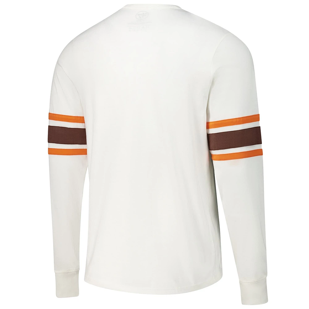 Men's '47 White Cleveland Browns Gridiron Throwback Premier Brex Long Sleeve T-Shirt