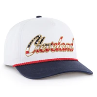 Men's '47 White Cleveland Browns Patriotic Overhand Hitch Adjustable Hat