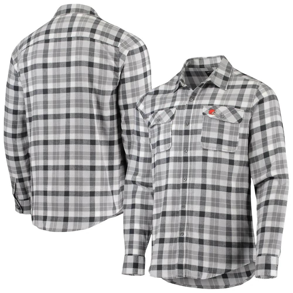 Lids Cleveland Browns Antigua Ease Flannel Long Sleeve Button-Up