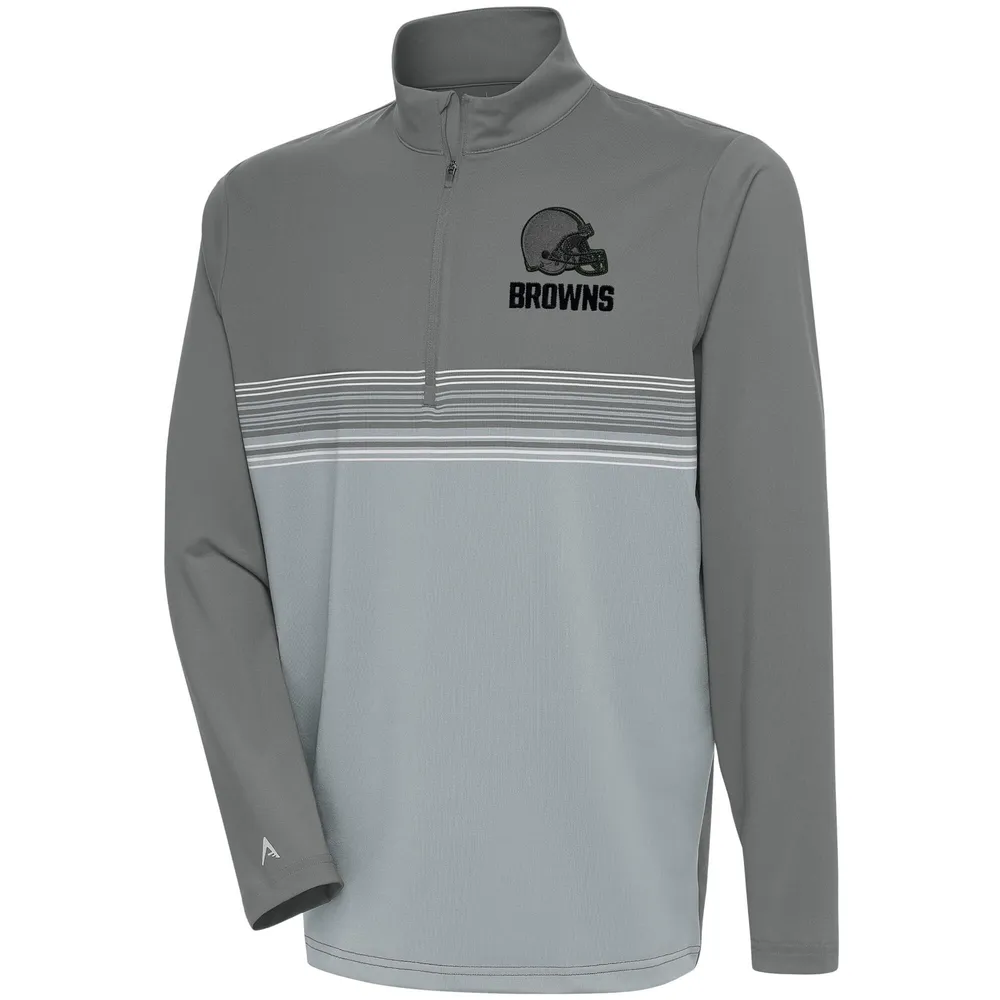 Women's Antigua Heathered Charcoal Cleveland Browns Epic Quarter-Zip Top