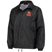 Men's Black Cleveland Browns Coaches Classic Raglan Full-Snap Windbreaker Jacket