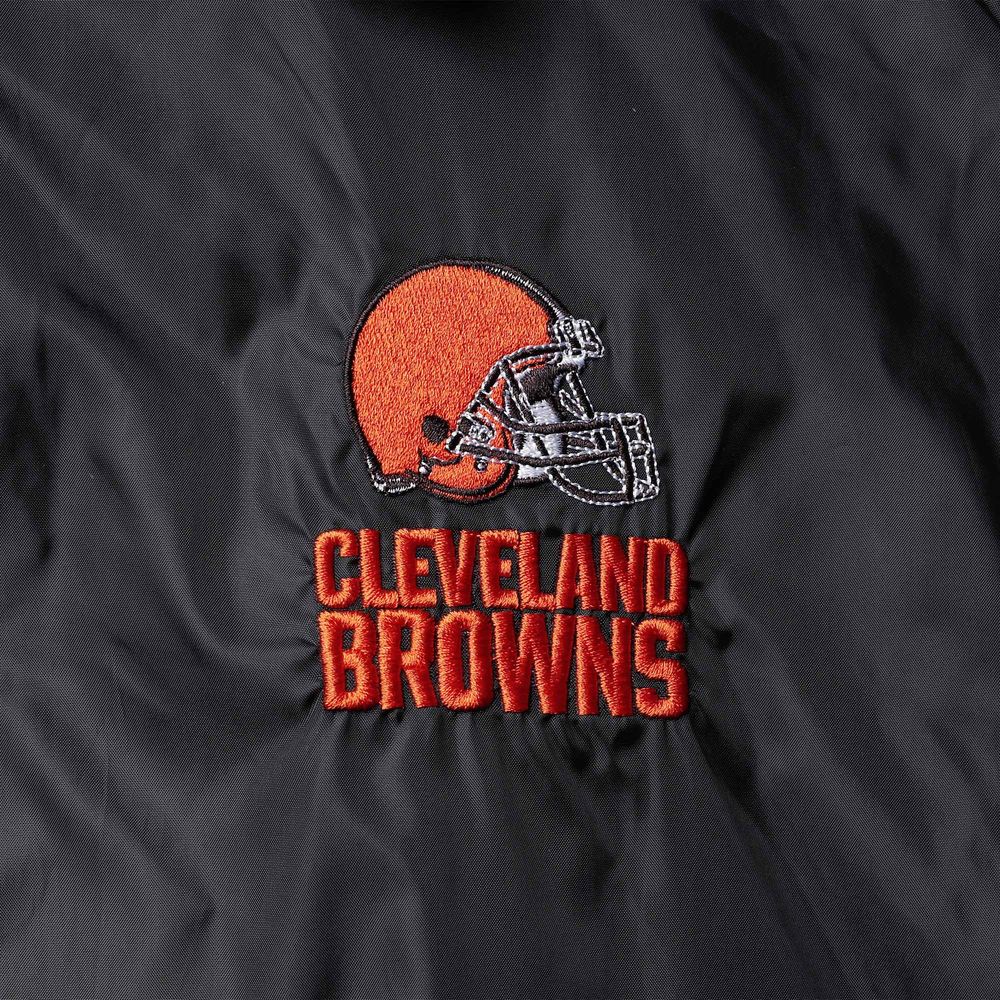 Men's Black Cleveland Browns Coaches Classic Raglan Full-Snap Windbreaker Jacket