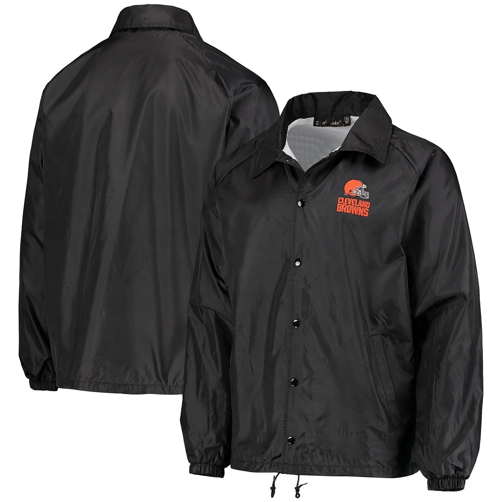 Veste coupe-vent raglan classique à boutons-pression Cleveland Browns Coaches noire pour homme