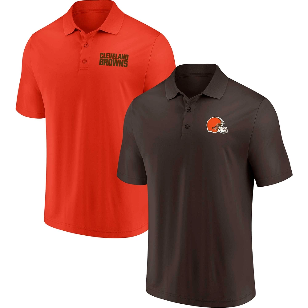 Men's Brown/Orange Cleveland Browns Dueling Two-Pack Polo Set