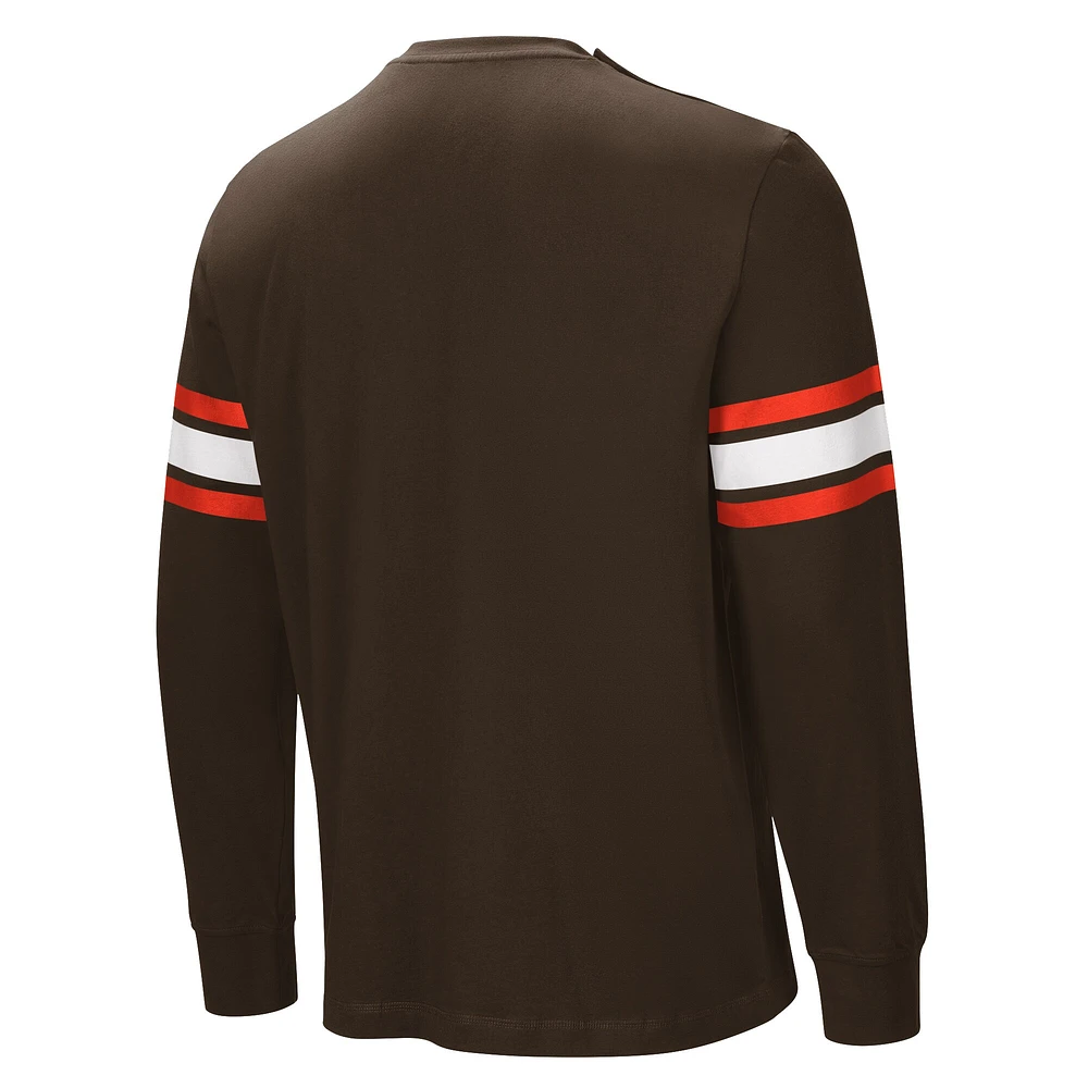 T-shirt adaptatif à manches longues pour hommes, marron, Cleveland Browns, Hands Off