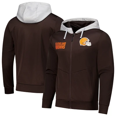 Men's Brown Cleveland Browns Replay Fashion Graphic Full-Zip Hoodie Jacket