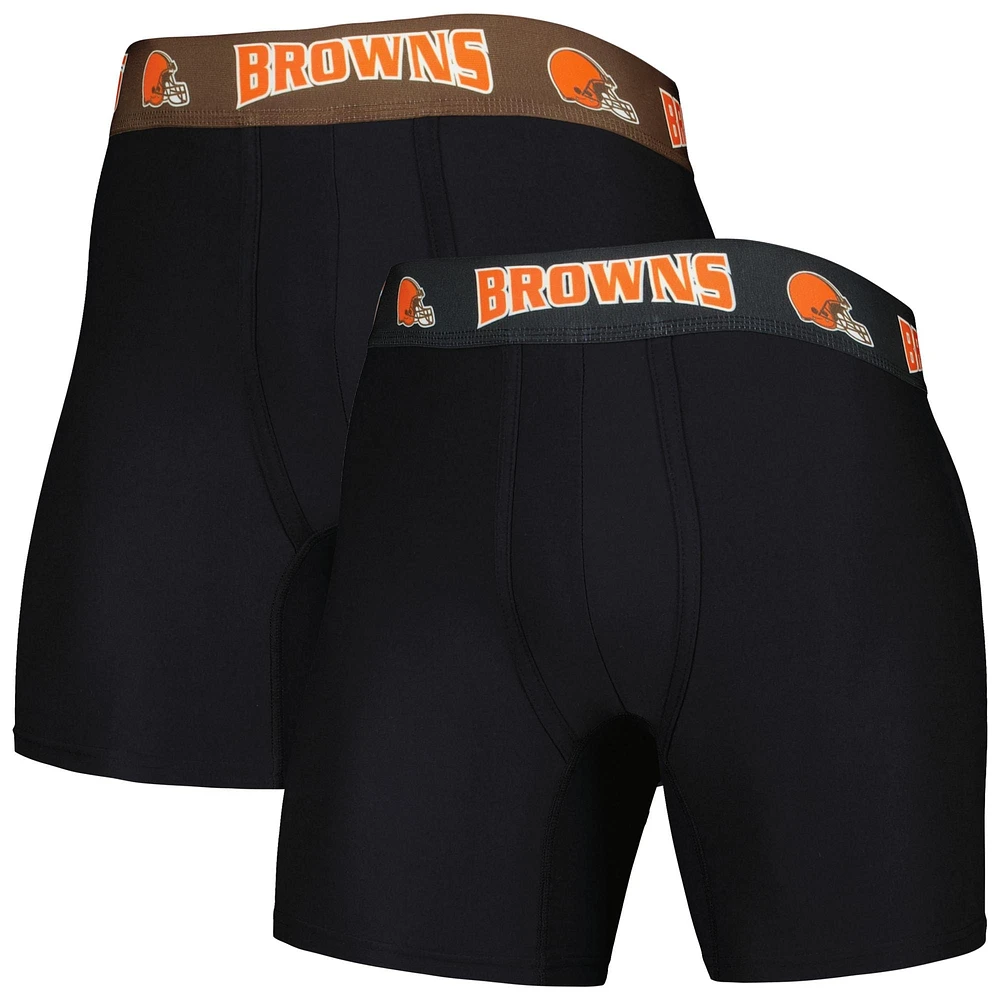 Ensemble de 2 boxers pour hommes Concepts Sport Noir/Marron Cleveland Browns