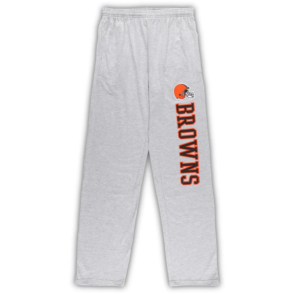 Men's Concepts Sport Brown/Heather Gray Cleveland Browns Big & Tall T-Shirt Pants Sleep Set