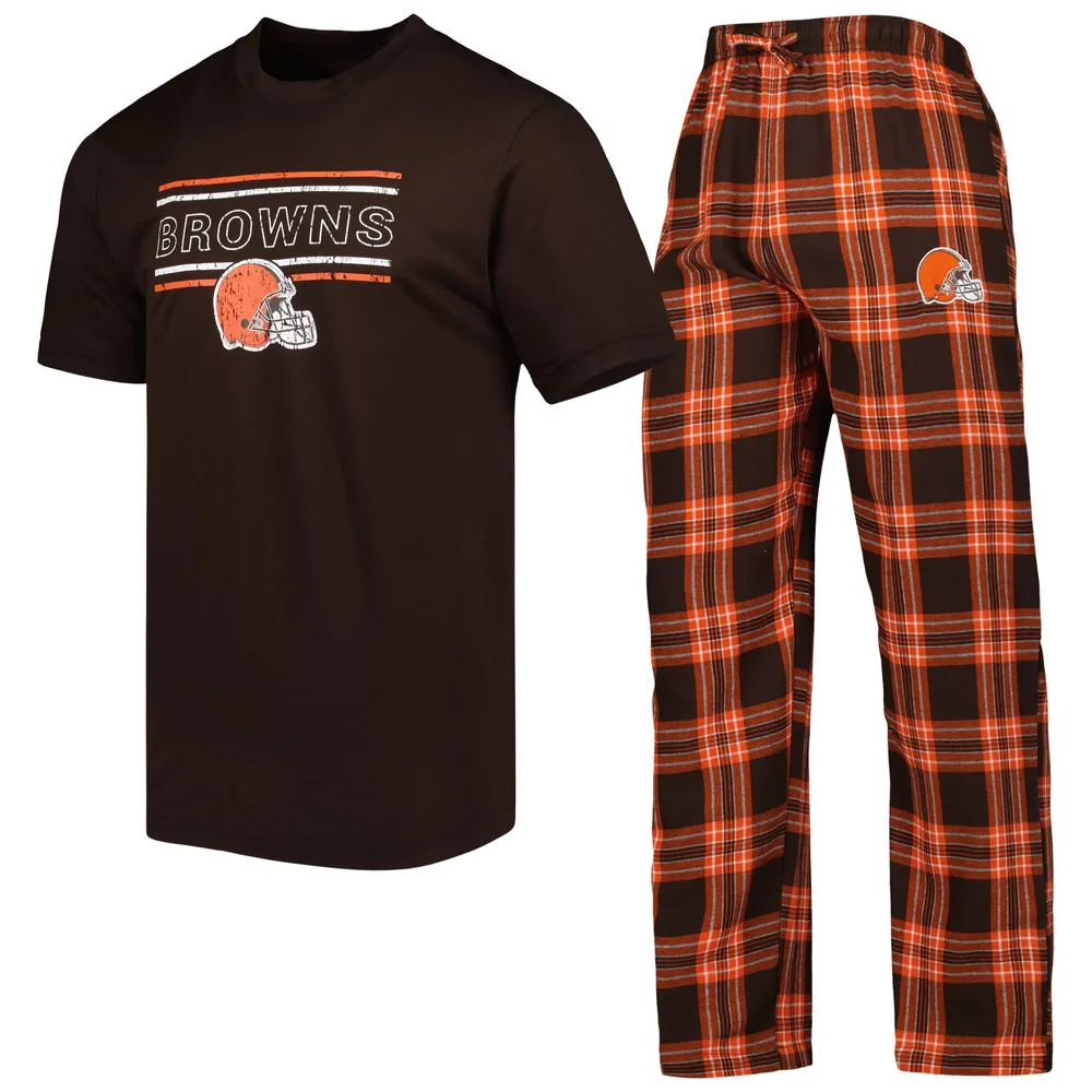 CONCEPTS SPORT Women's Concepts Sport Brown/Orange Cleveland Browns Plus  Size Badge T-Shirt & Pants Sleep Set