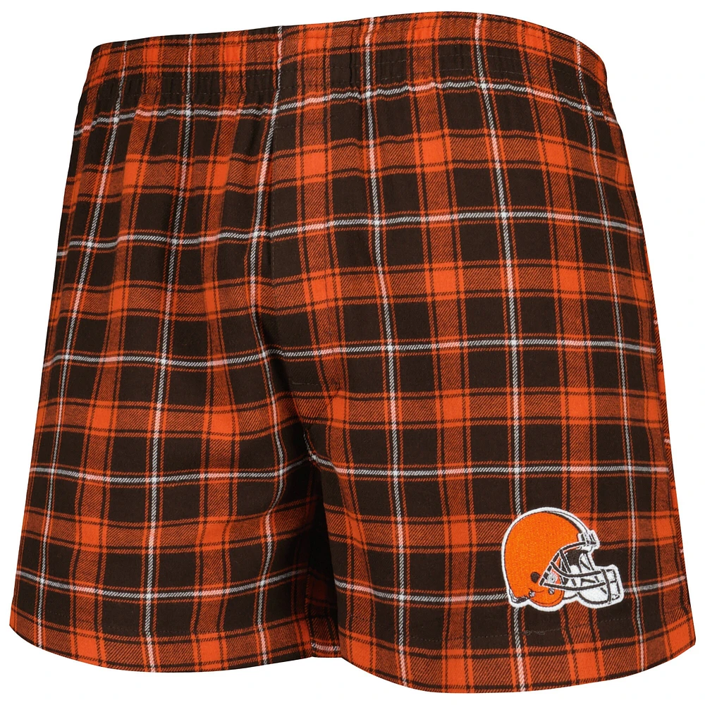 Men's Concepts Sport Brown/Orange Cleveland Browns Ledger Flannel Boxers