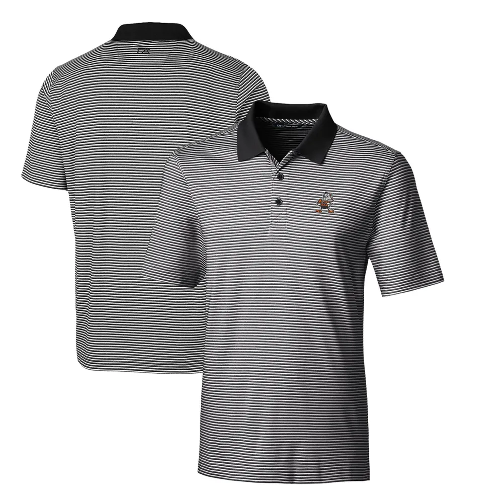 Men's Cutter & Buck Cardinal Cleveland Browns Team Forge Tonal Stripe Stretch Polo Size: Large