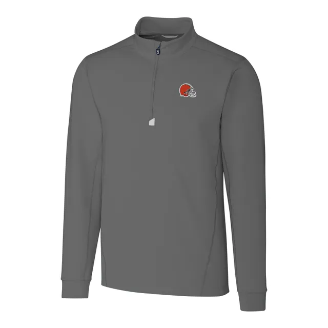 Men's Cutter & Buck Gray Cleveland Browns Throwback Logo Vapor Water Repellent Stretch Full-Zip Rain Jacket