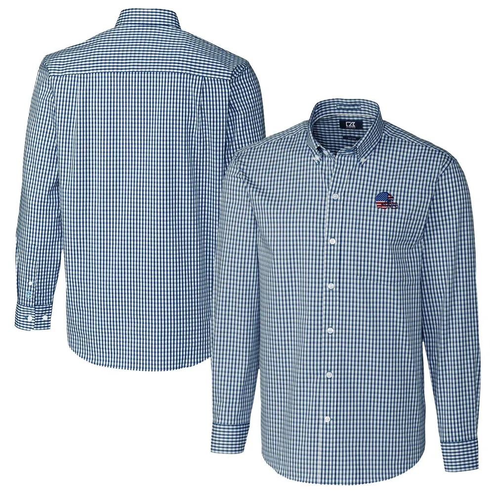 Lids Cleveland Browns Cutter & Buck Easy Care Stretch Gingham Big Tall Long  Sleeve Button-Down Shirt - Navy