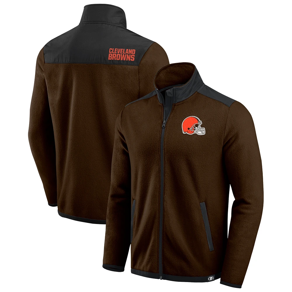 Men's Darius Rucker Collection by Fanatics Brown Cleveland Browns Color Block Polar Fleece Full-Zip Jacket