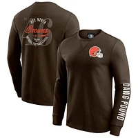 Men's Darius Rucker Collection by Fanatics Brown Cleveland Browns Washed Waffle-Knit Long Sleeve T-Shirt