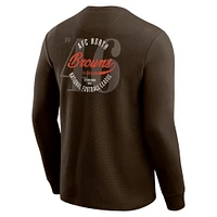 Men's Darius Rucker Collection by Fanatics Brown Cleveland Browns Washed Waffle-Knit Long Sleeve T-Shirt