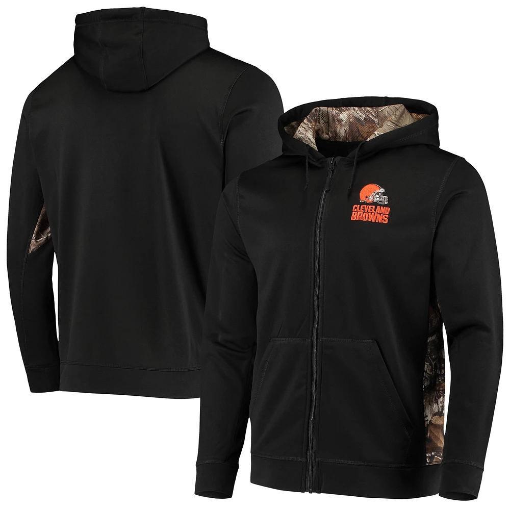 Dunbrooke Black/Realtree Camo Cleveland Browns Decoy Tech Fleece Sweat à capuche entièrement zippé pour homme