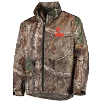 Dunbrooke Realtree Camo Cleveland Browns Circle Sportsman Veste imperméable compressible entièrement zippée pour hommes