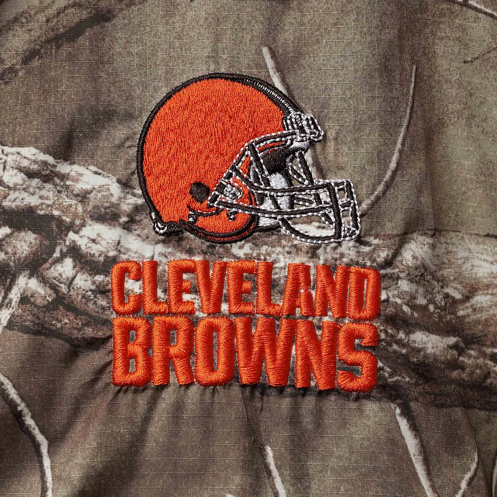 Dunbrooke Realtree Camo Cleveland Browns Circle Sportsman Veste imperméable compressible entièrement zippée pour hommes