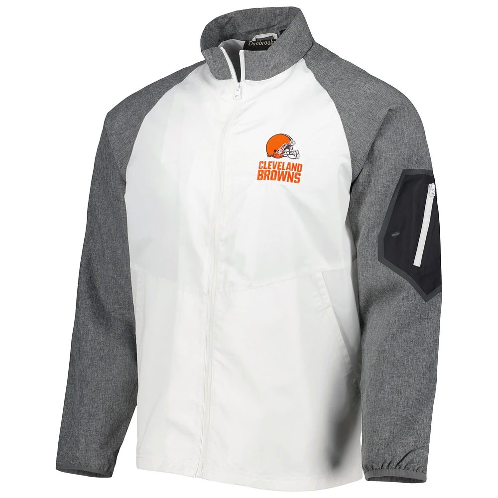 Dunbrooke White Cleveland Browns Hurricane Raglan Veste coupe-vent entièrement zippée pour homme