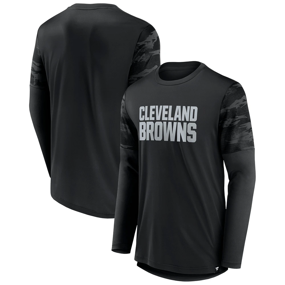 T-shirt noir à manches longues Square Off Fanatics pour hommes des Cleveland Browns