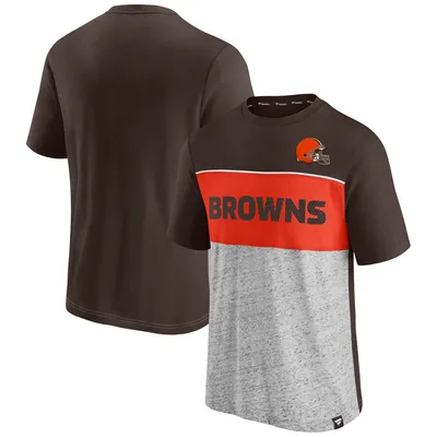 Cleveland Browns Fanatics Branded Colorblock T-Shirt - Brown/Heathered Gray