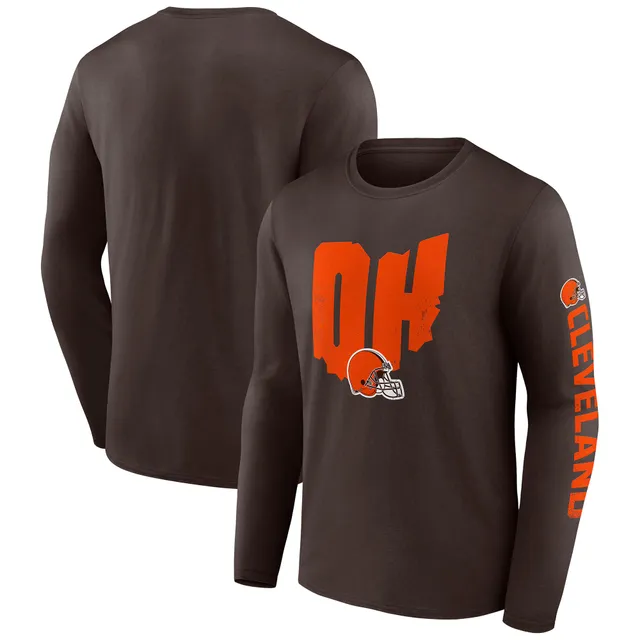 Men's '47 Brown Cleveland Browns Brand Wide Out Franklin Long Sleeve T-Shirt Size: Extra Large