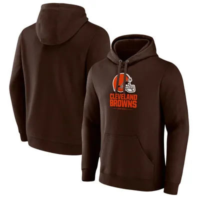 Cleveland Browns Fanatics Branded Logo Team Lockup Fitted Pullover Hoodie - Brown