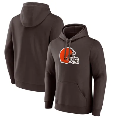 Cleveland Browns Fanatics Branded Primary Logo Fitted Pullover Hoodie - Brown